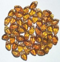 50 12mm Two Tone Smoke Topaz Glass Leaf Beads
